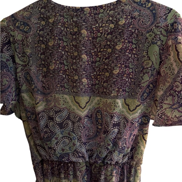 NWT One World “Live and Let Live” Paisley Print Flutter Sleeve Dress – Size L - Picture 11 of 16